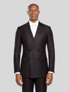 Charcoal Black Tonal-Stripe Six-Button Peak-Lapel Double-Breasted Suit Jacket - cover