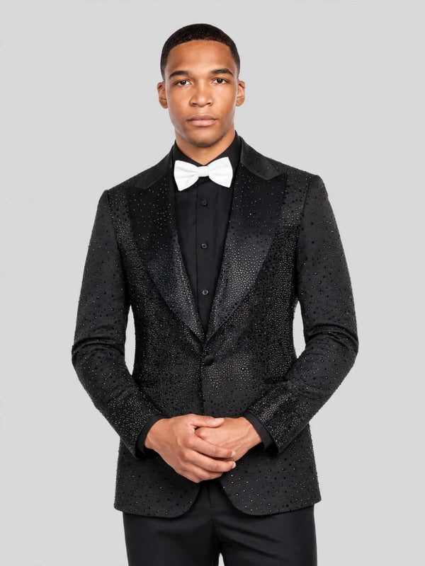Onyx Jet Crystal-Dot Peak-Lapel Tuxedo Jacket 05