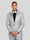 Pearl Grey Check Single-Button Peak-Lapel Suit Jacket 05