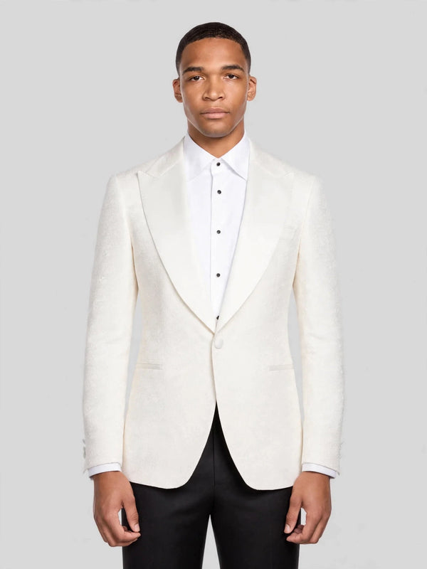 Ivory Flap-Pocket Peak-Lapel Tuxedo Jacket 01
