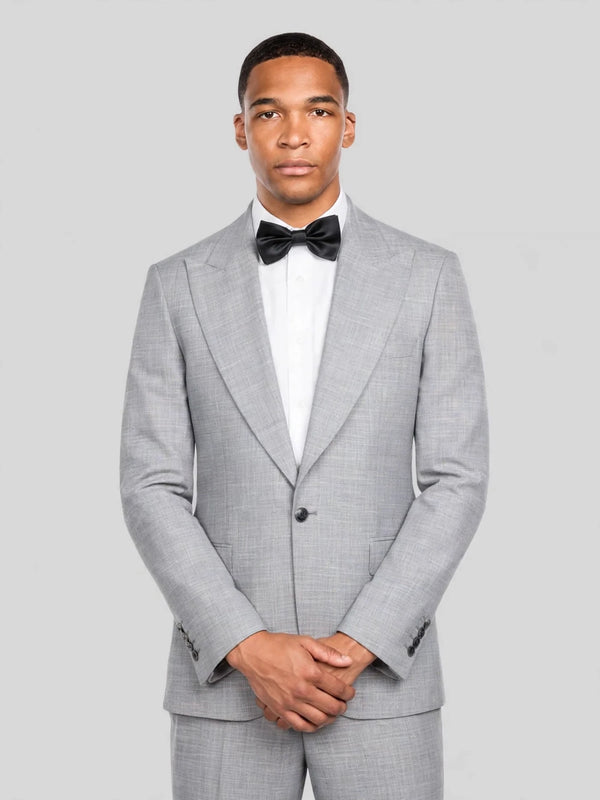 Pearl Grey Check Single-Button Peak-Lapel Suit Jacket 02