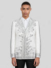 Ivory Silver Fern Crystal Peak-Lapel Double-Breasted Tuxedo Jacket 01