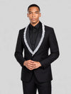 Onyx Silver Crystal-Trim Shawl-Collar Tuxedo Jacket 04