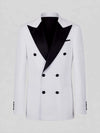 Snow White Black Satin Peak-Lapel Six-Button Double-Breasted Tuxedo Jacket 07