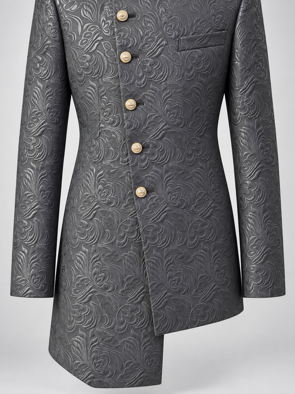 Don Morphy Charcoal Asymmetric Jacquard Jacket