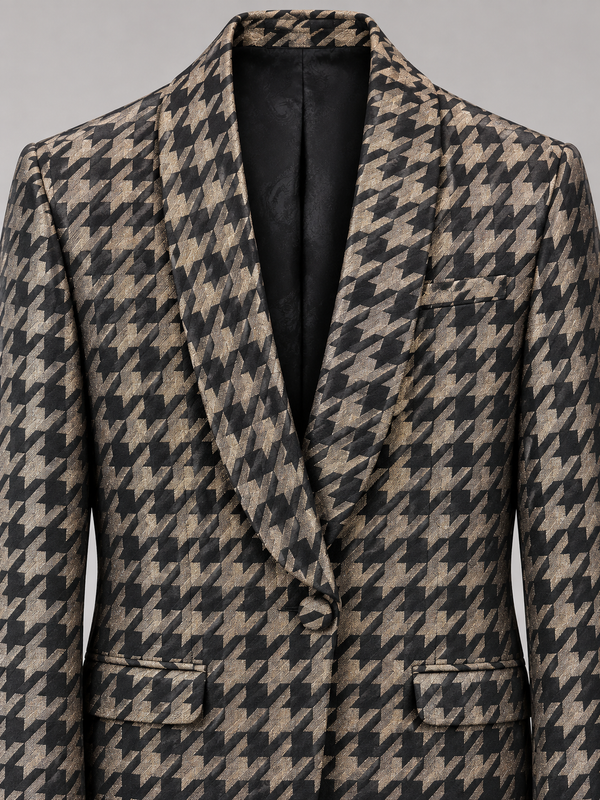 Don Morphy Black & Champagne Houndstooth Dinner Jacket