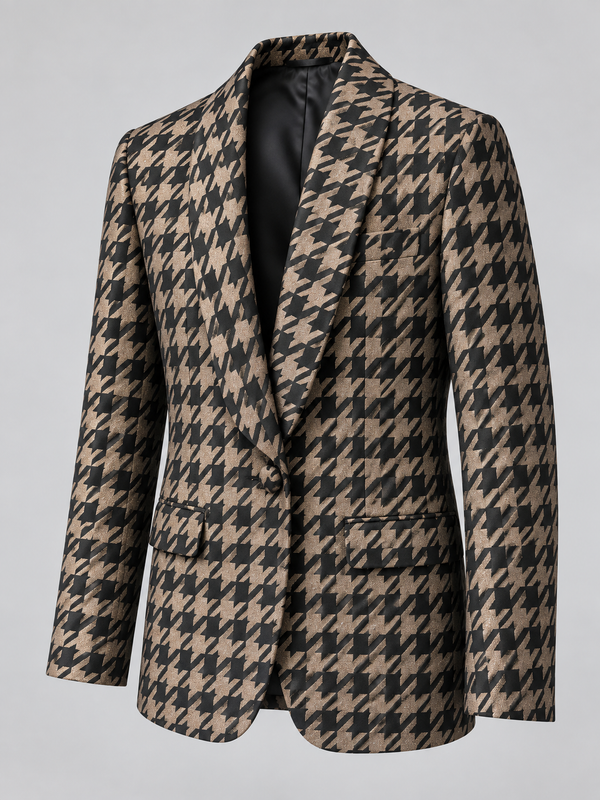 Don Morphy Black & Champagne Houndstooth Dinner Jacket