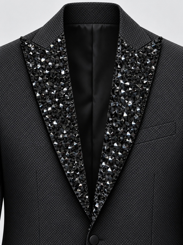 Don Morphy Black Embellished Peak Lapel Tuxedo Jacket