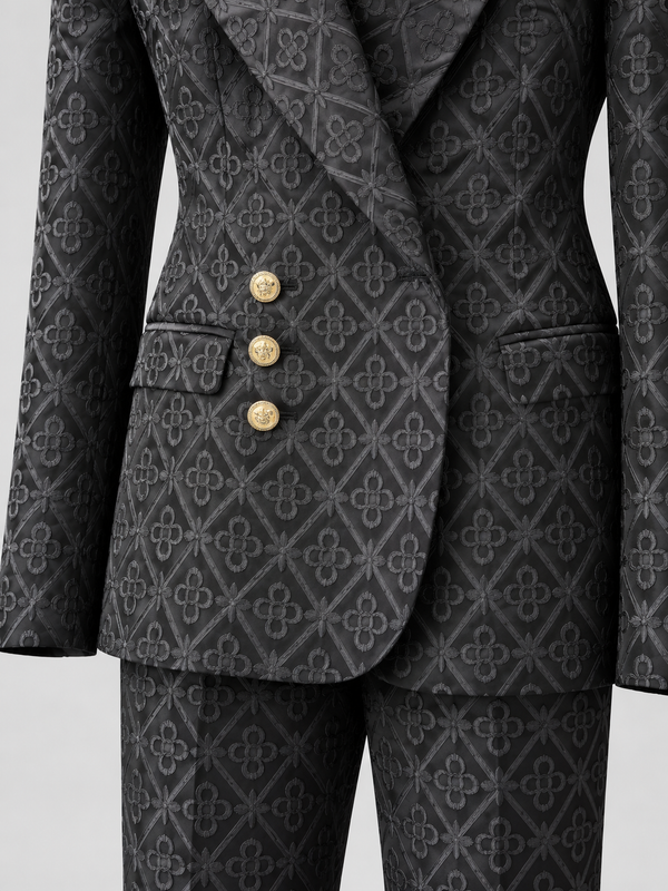 Don Morphy Black Geometric Two-Piece Statement Suit