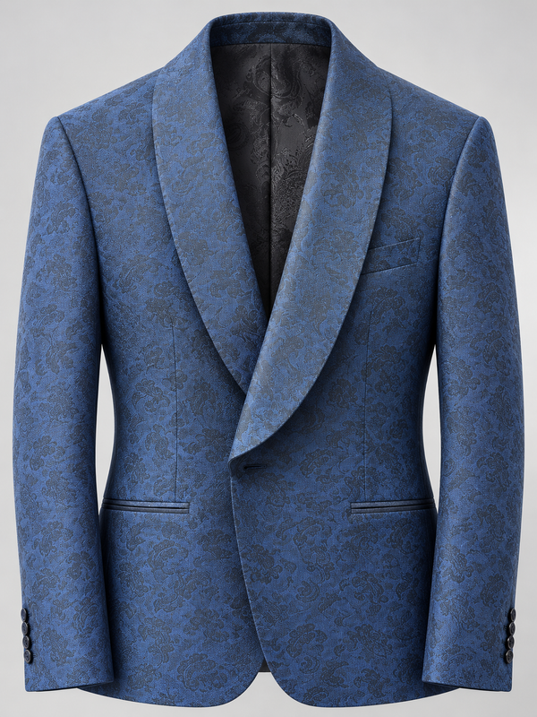 Don Morphy Blue Paisley Shawl Collar Dinner Jacket