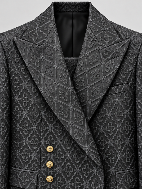 Don Morphy Black Geometric Two-Piece Statement Suit
