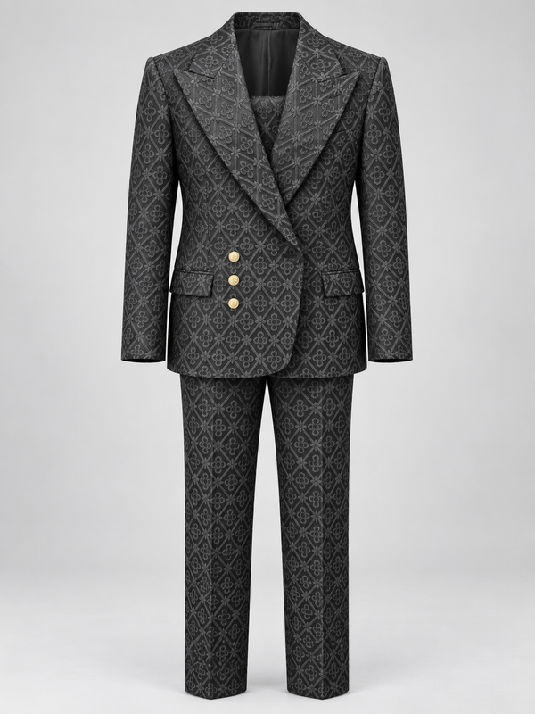 Don Morphy Black Geometric Two-Piece Statement Suit