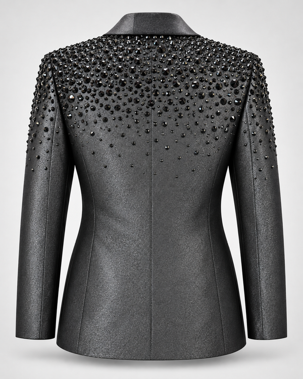 Don Morphy Black Crystal Embellished Luxury Tuxedo Jacket