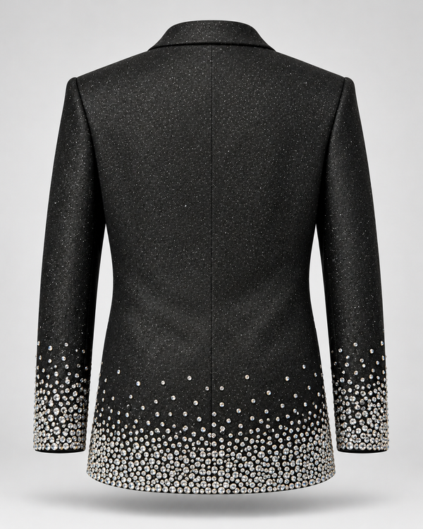 Don Morphy Black Crystal Hem Tuxedo Jacket