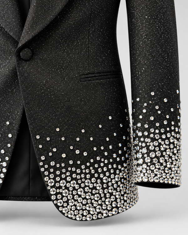 Don Morphy Black Crystal Hem Tuxedo Jacket
