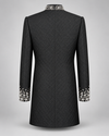 Don Morphy Black Jacquard Crystal Bandhgala Coat