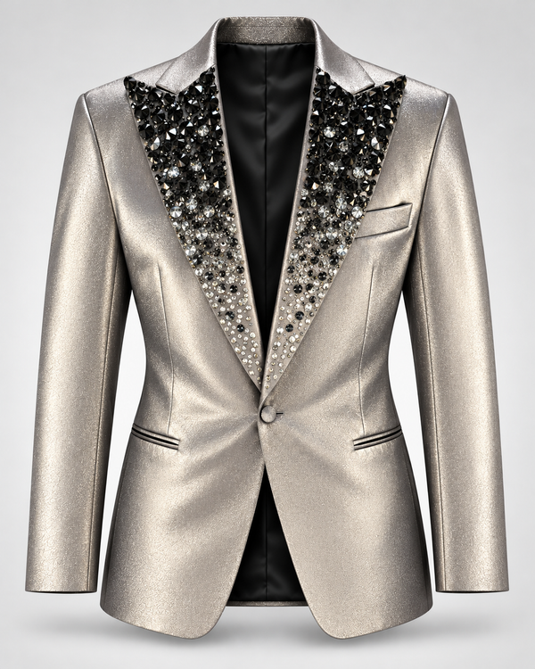 Don Morphy Silver Eclipse Crystal Tuxedo Jacket