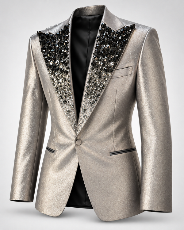 Don Morphy Silver Eclipse Crystal Tuxedo Jacket
