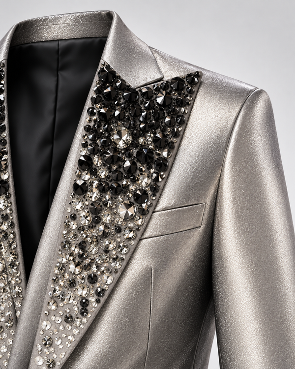 Don Morphy Silver Eclipse Crystal Tuxedo Jacket