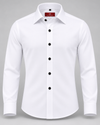 Don Morphy Signature White Dress Shirt with Black Buttons