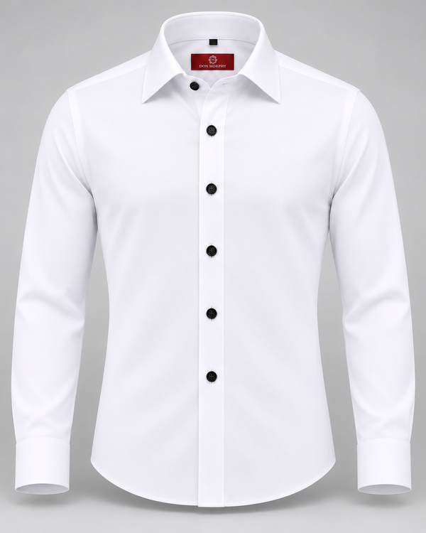 Don Morphy Signature White Dress Shirt with Black Buttons