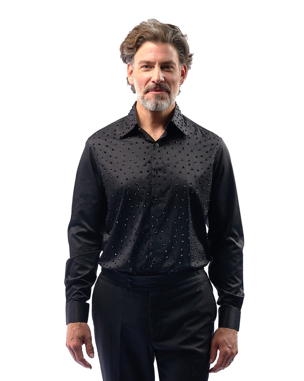 Black Crystal Dress Shirt | Mens Black Shirt 16.5 Black Crystal Dress Shirt | Mens Black Shirt 16.5