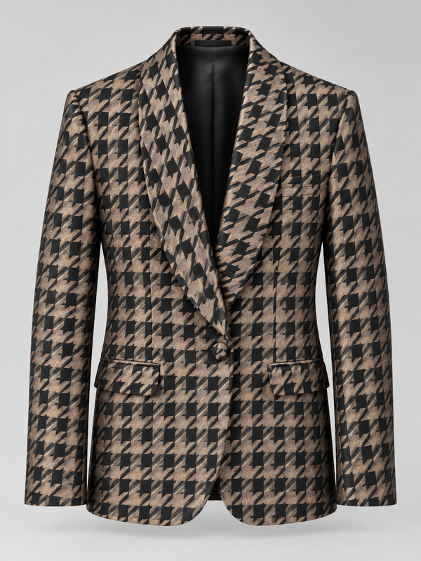 Don Morphy Black & Champagne Houndstooth Dinner Jacket