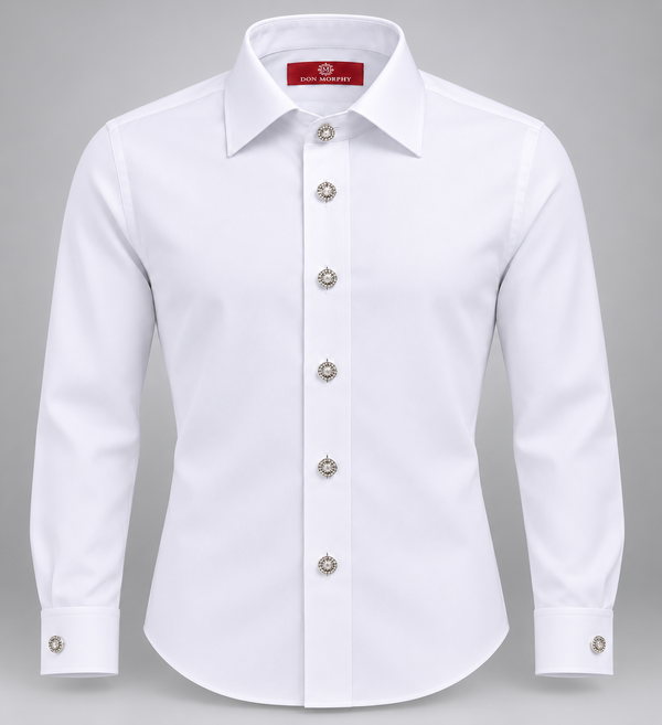Don Morphy Signature White Crystal Dress Shirt