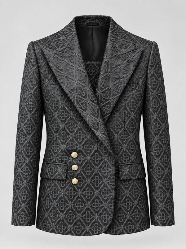 Don Morphy Black Geometric Two-Piece Statement Suit