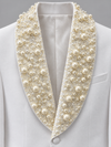Don Morphy White Pearl Embellished Tuxedo Jacket