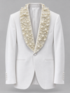 Don Morphy White Pearl Embellished Tuxedo Jacket