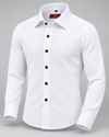 Don Morphy Signature White Dress Shirt with Black Buttons