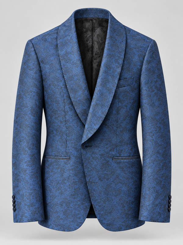 Don Morphy Blue Paisley Shawl Collar Dinner Jacket