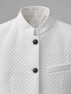 Don Morphy White Textured Mandarin Collar Jacket and Pants