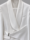 Don Morphy White Asymmetric Sash Tuxedo Jacket and Pants