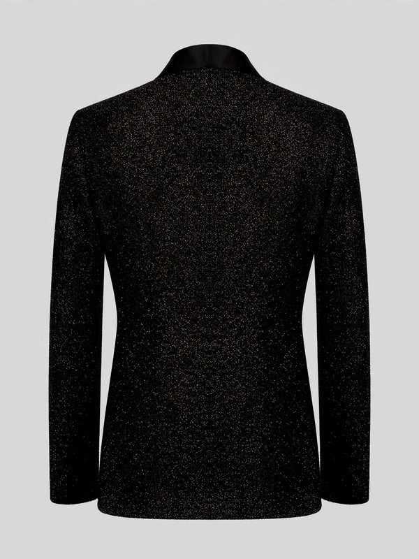 Onyx Silver Crystal-Trim Shawl-Collar Double-Breasted Tuxedo Jacket 09