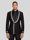 Onyx Silver Crystal-Trim Shawl-Collar Double-Breasted Tuxedo Jacket 04