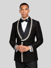 Onyx Silver Crystal-Trim Shawl-Collar Double-Breasted Tuxedo Jacket 02