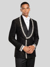 Onyx Silver Crystal-Trim Shawl-Collar Double-Breasted Tuxedo Jacket 03