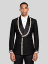 Onyx Silver Crystal-Trim Shawl-Collar Double-Breasted Tuxedo Jacket 01