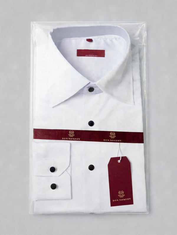 Don Morphy Signature White Dress Shirt with Black Buttons