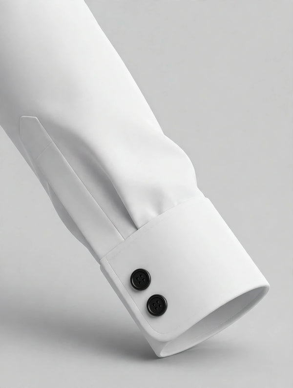 Don Morphy Signature White Dress Shirt with Black Buttons