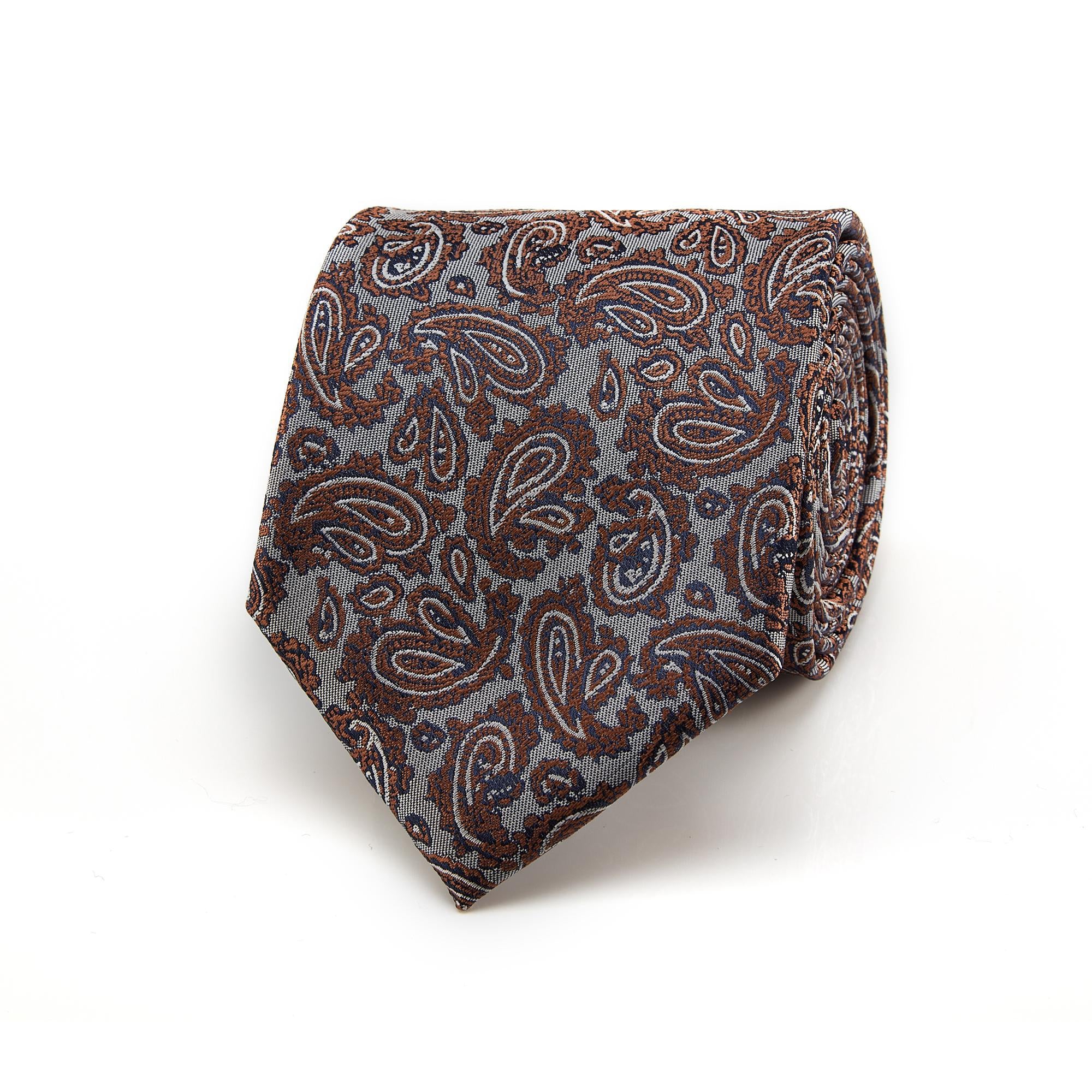 Blue and Tan Paisley Tie