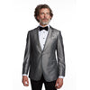 Silver Metallic Jacquard Suit Jacket