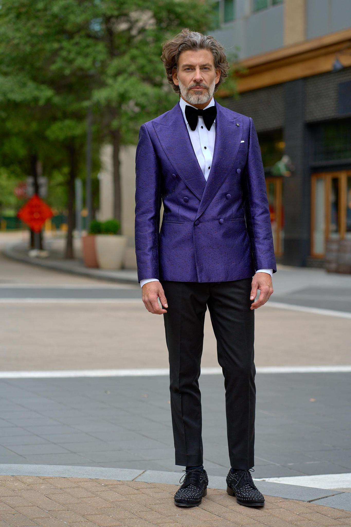 Royal Purple Jacquard Suit Jacket 44